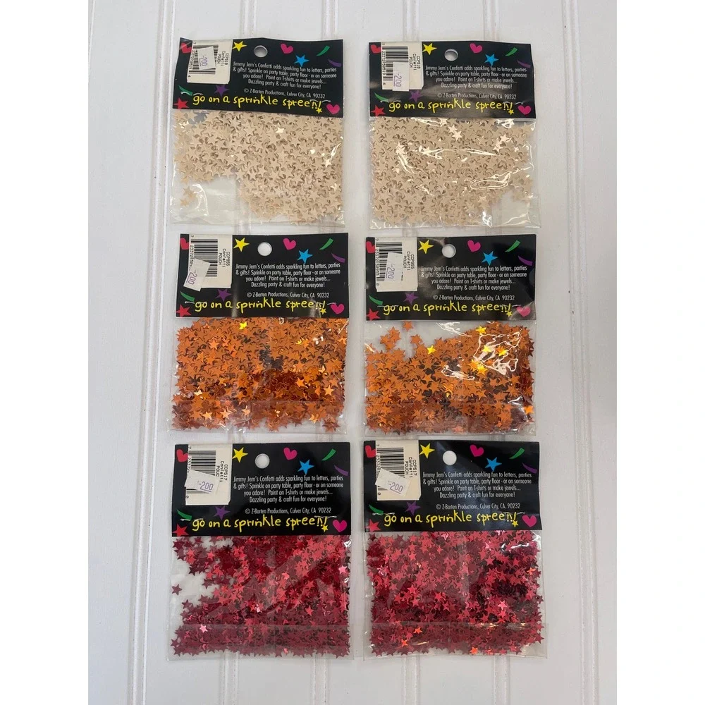 Jimmy Jem's Star Confetti 6 Pack Bundle Red Orange Cream Metallic Party Decor